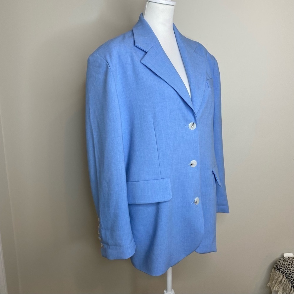 Anthropologie Maeve Oversized Blue Blazer Shoulder Pad Size XS/S - Picture 6 of 16